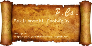 Peklyanszki Csobán névjegykártya